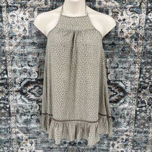 O'Neill Women's Jenelle Woven Halter Dress Size S Swing Green Ruffle Hem